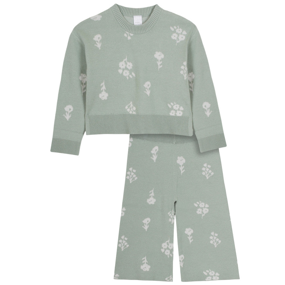 Modern Moments by Gerber 2-Piece Infant & Toddler Girls Sage Floral Sweater Knit Top & Pants Set, additional view 3