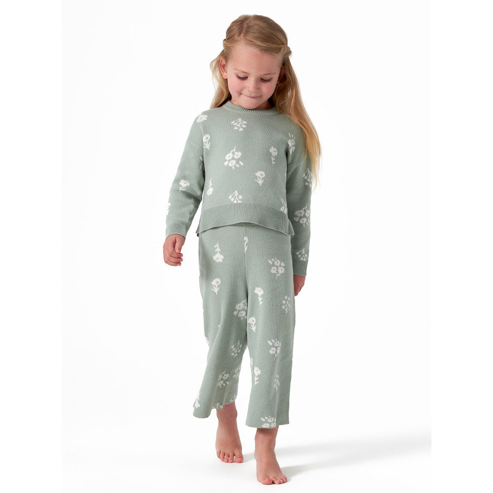 Modern Moments by Gerber 2-Piece Infant & Toddler Girls Sage Floral Sweater Knit Top & Pants Set, lifestyle photo 1