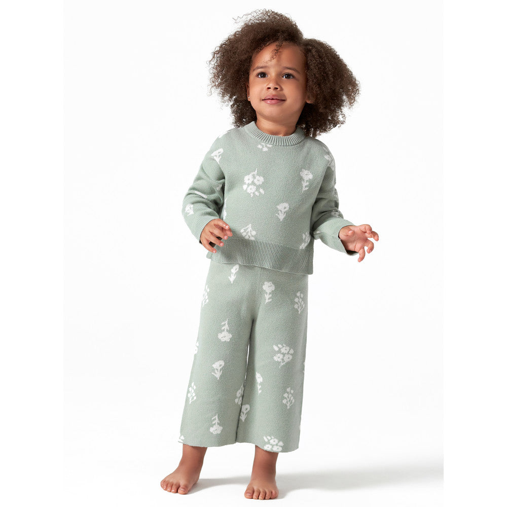 Modern Moments by Gerber 2-Piece Infant & Toddler Girls Sage Floral Sweater Knit Top & Pants Set