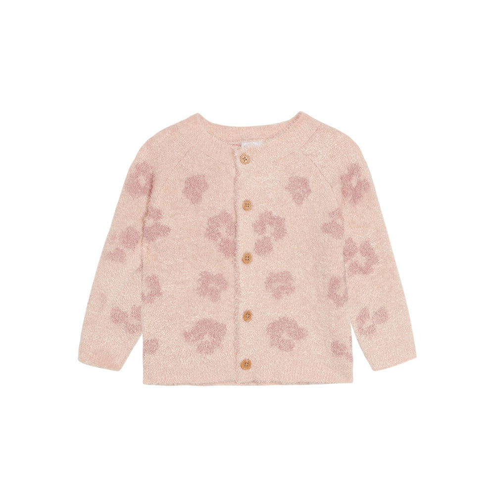 2-Piece Baby Girl Pink Leopard Silky Mink Cardigan & Jogger Pants Set, additional view 2
