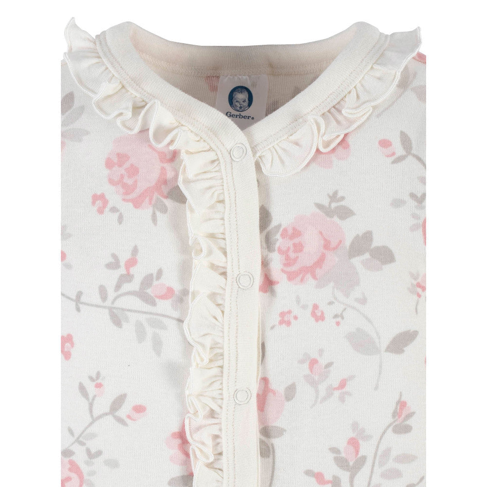 Modern Moments by Gerber Baby Girls Floral Coverall, close-up detail 3