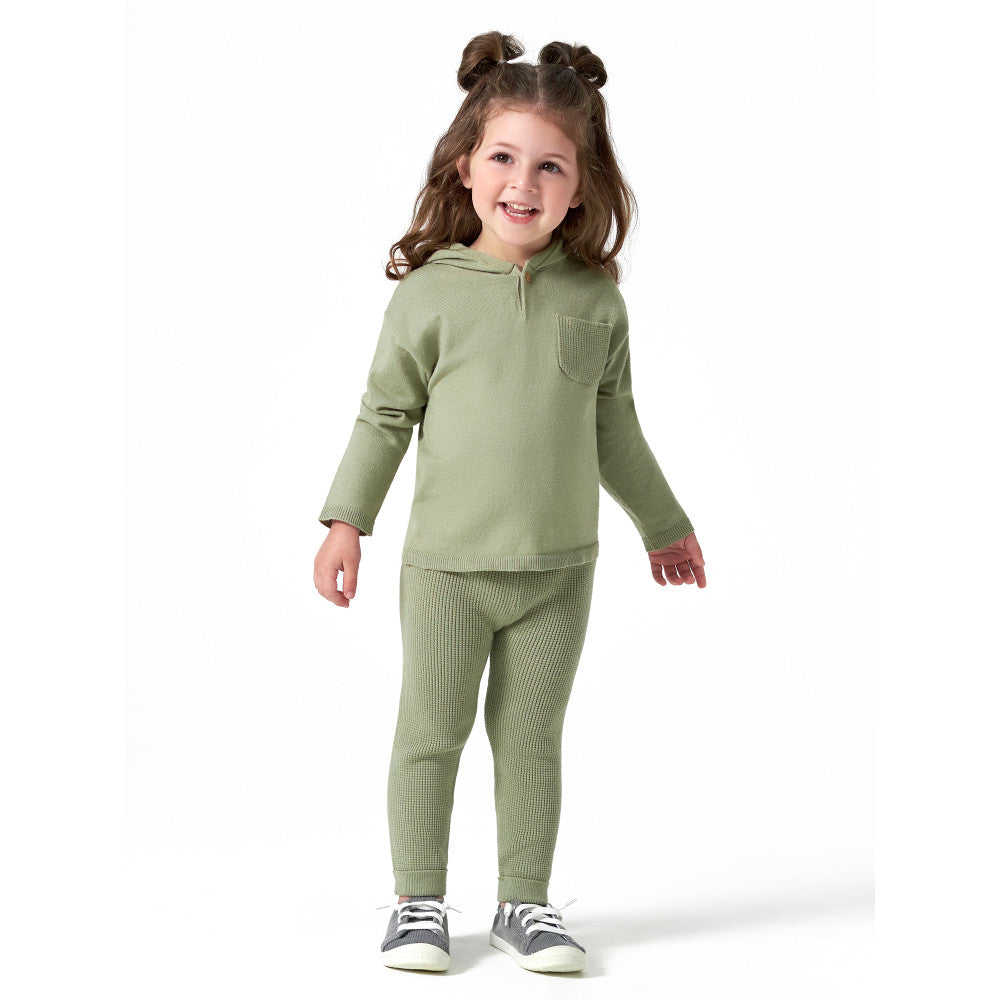 Modern Moments by Gerber 2-Piece Infant & Toddler Girls Green Waffle Sweater Knit Hooded Sweater & Legging Set