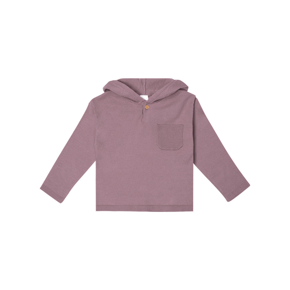 2-Piece Infant & Toddler Girls Grape Waffle Sweater Knit Hooded Sweater & Legging Set, additional view 2