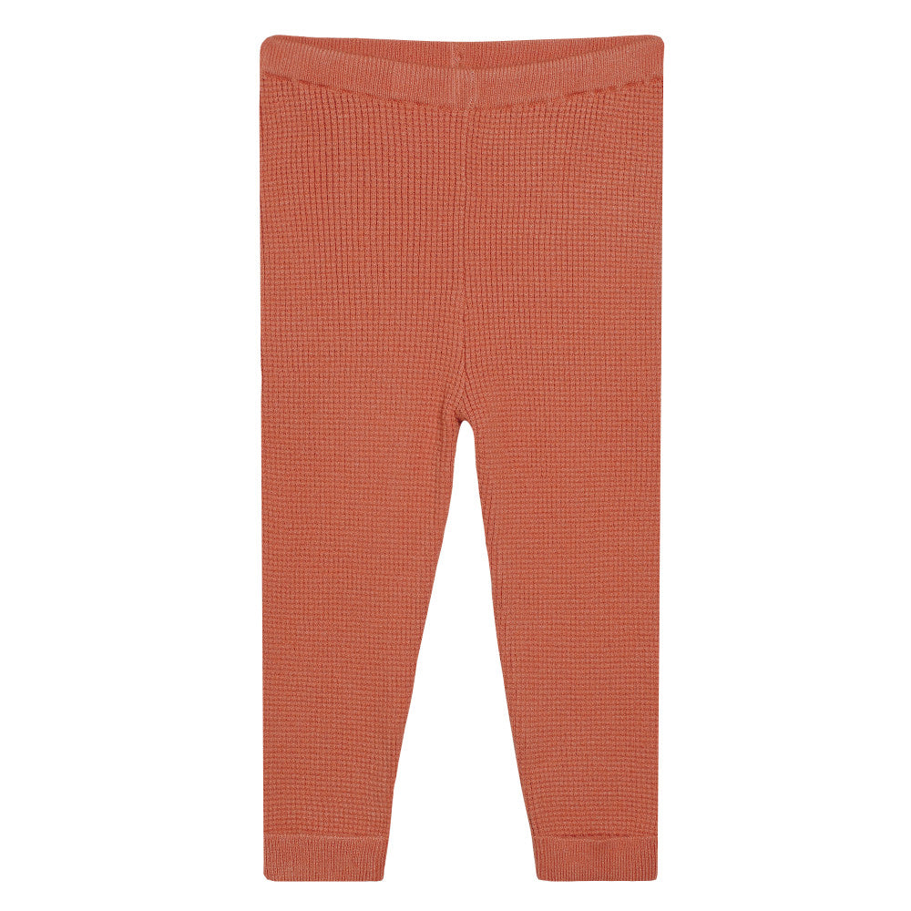 2-Piece Infant & Toddler Girls Rust Waffle Sweater Knit Hooded Sweater & Legging Set, additional view 1