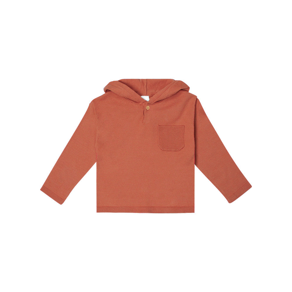 2-Piece Infant & Toddler Girls Rust Waffle Sweater Knit Hooded Sweater & Legging Set, additional view 2