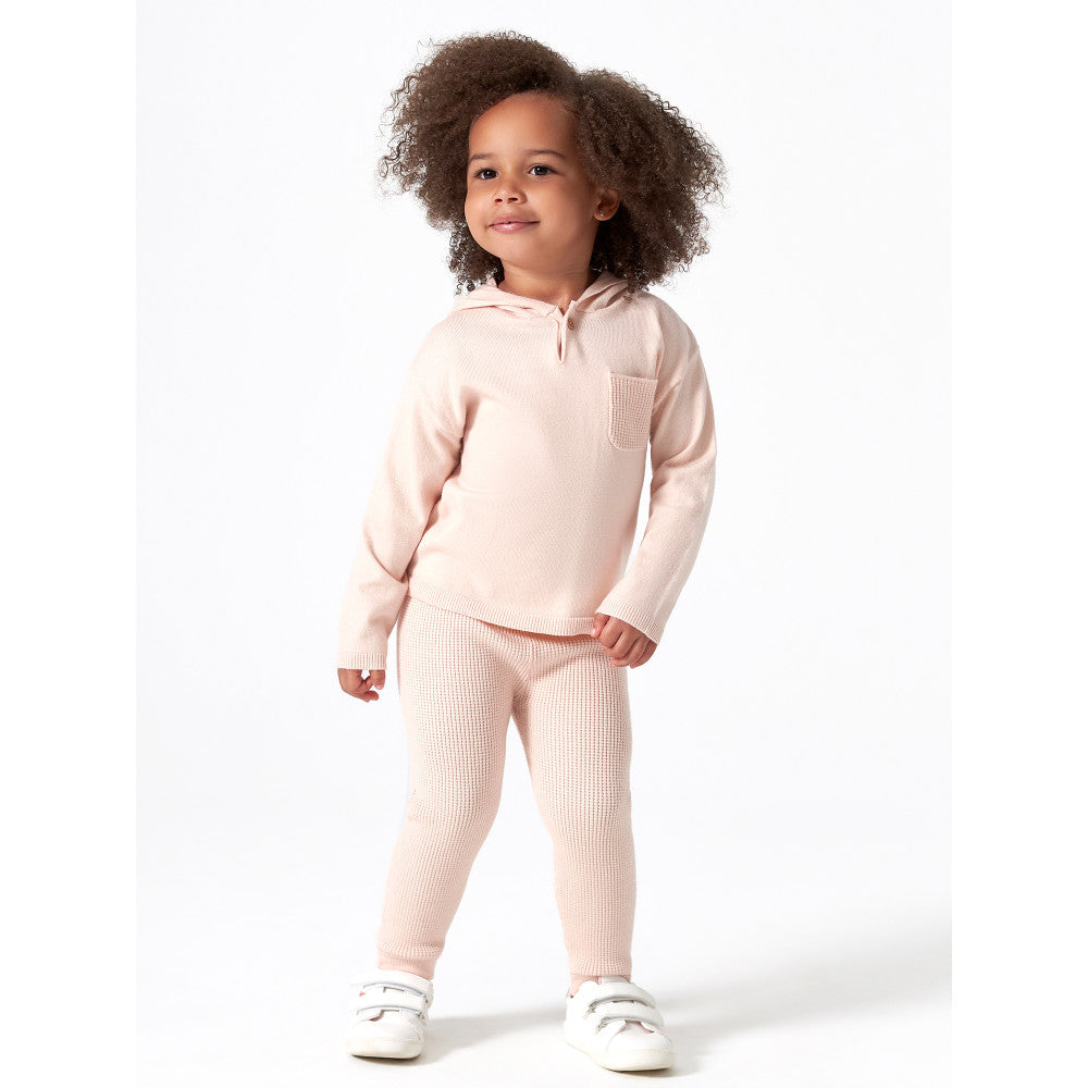 Modern Moments by Gerber 2-Piece Infant & Toddler Girls Pink Waffle Sweater Knit Hooded Sweater & Legging Set