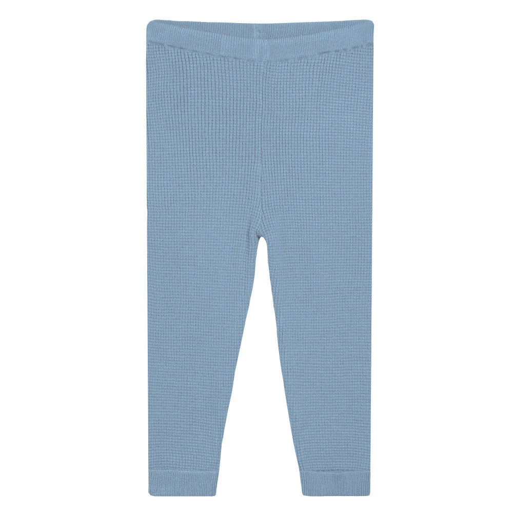 2-Piece Infant & Toddler Girls Slate Blue Waffle Sweater Knit Hooded Sweater & Legging Set, additional view 1