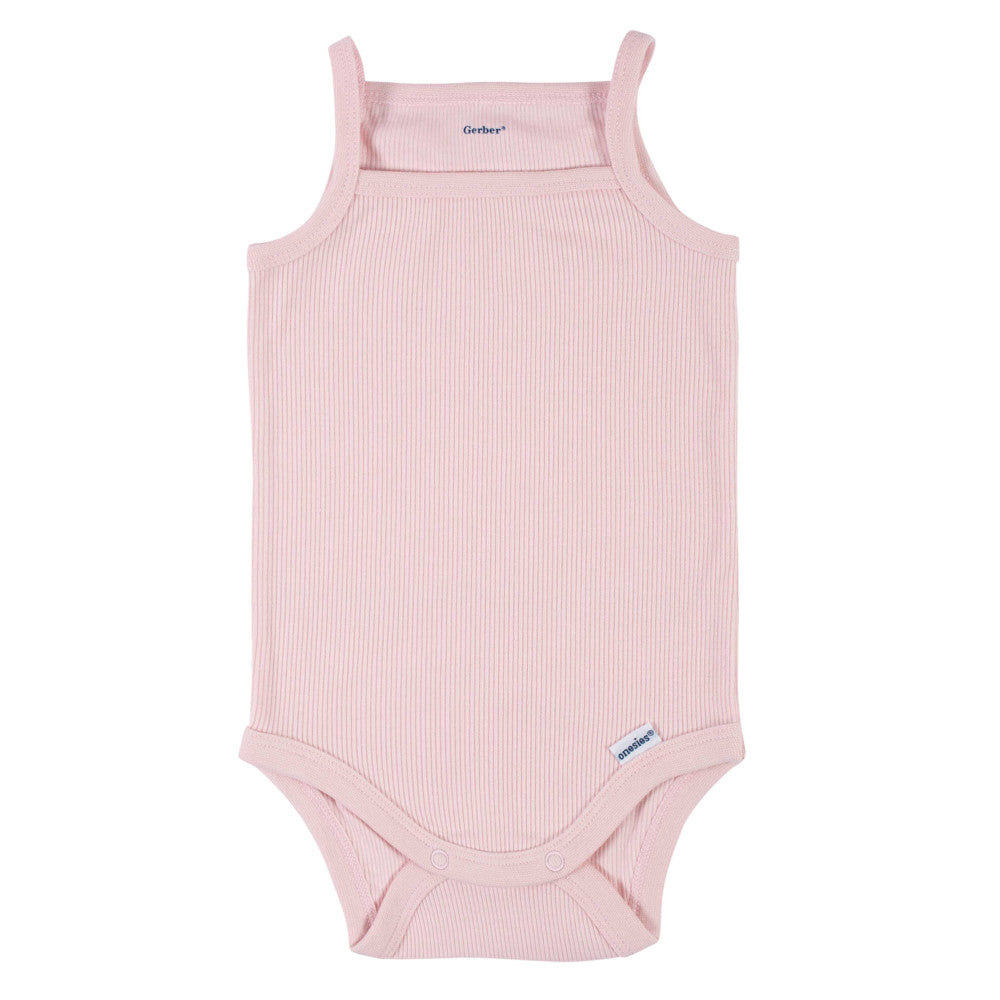 Modern Moments by Gerber 2-Pack Baby Girls Ivory/Pink Sleeveless Onesies Bodysuits, additional view 2