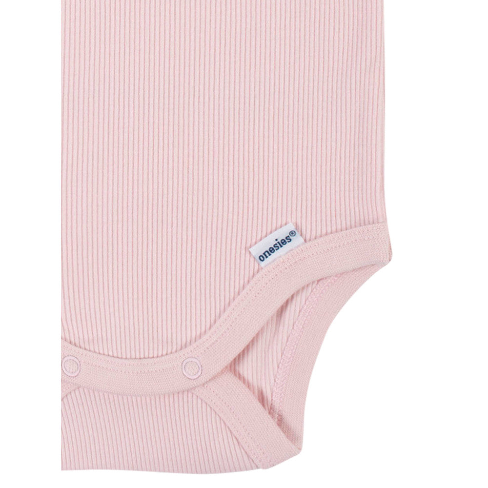 Modern Moments by Gerber 2-Pack Baby Girls Ivory/Pink Sleeveless Onesies Bodysuits, close-up detail 2
