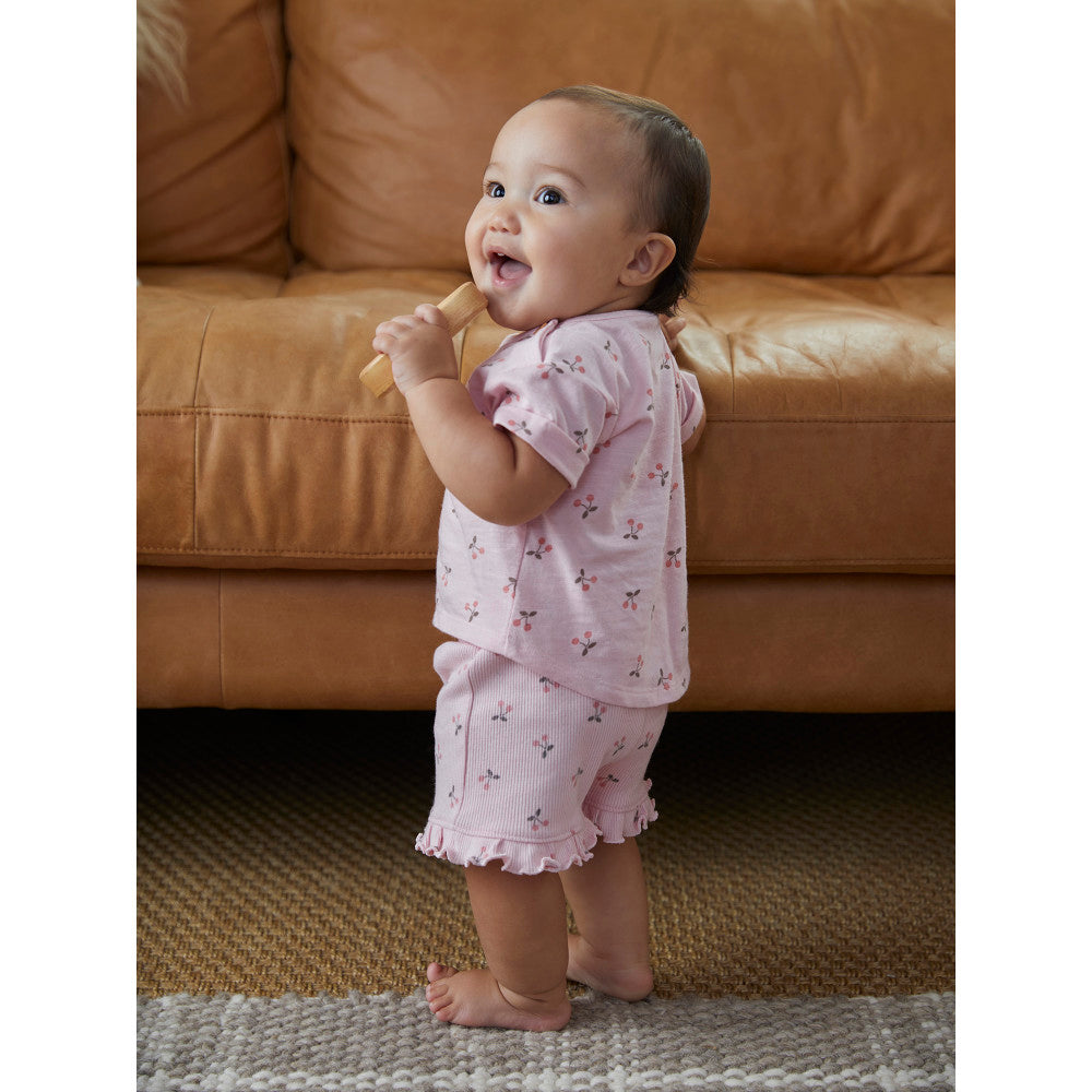 Modern Moments by Gerber 2-Pack Baby Girls Cherry/Pink Shorts, lifestyle photo 2