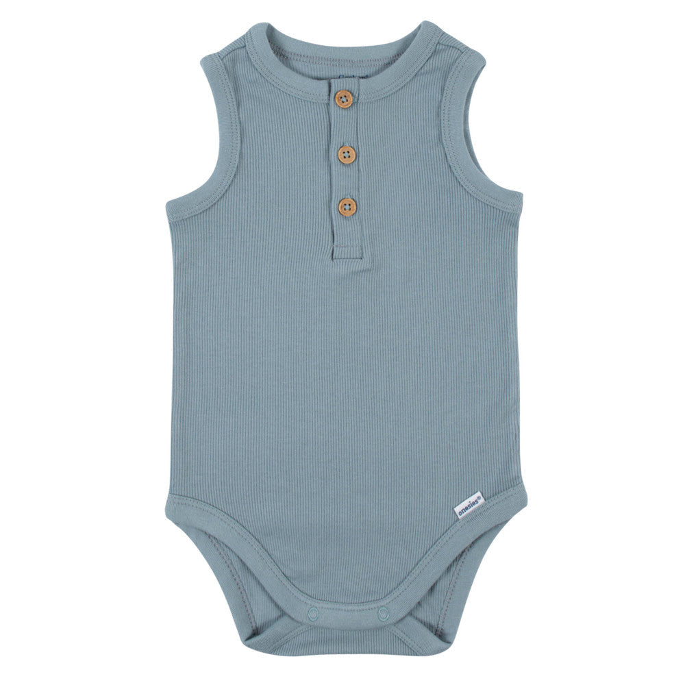 Modern Moments by Gerber 2-Pack Baby Boys Blues Sleeveless Onesies Bodysuits, additional view 1