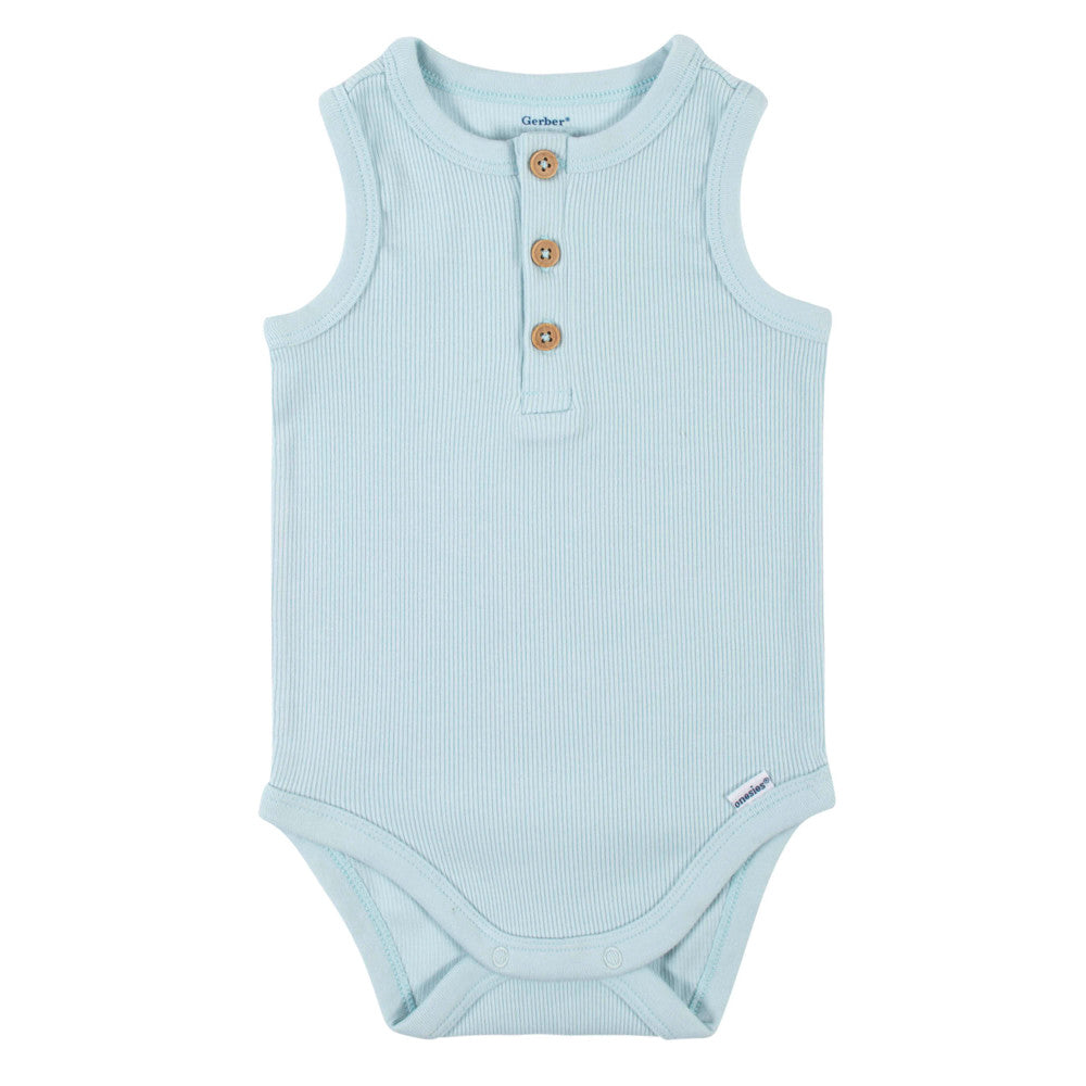 Modern Moments by Gerber 2-Pack Baby Boys Blues Sleeveless Onesies Bodysuits, additional view 2
