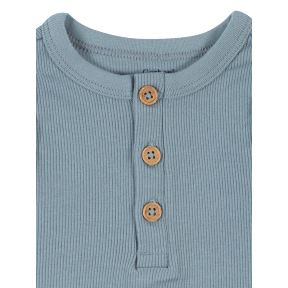 Modern Moments by Gerber 2-Pack Baby Boys Blues Sleeveless Onesies Bodysuits, close-up detail 1