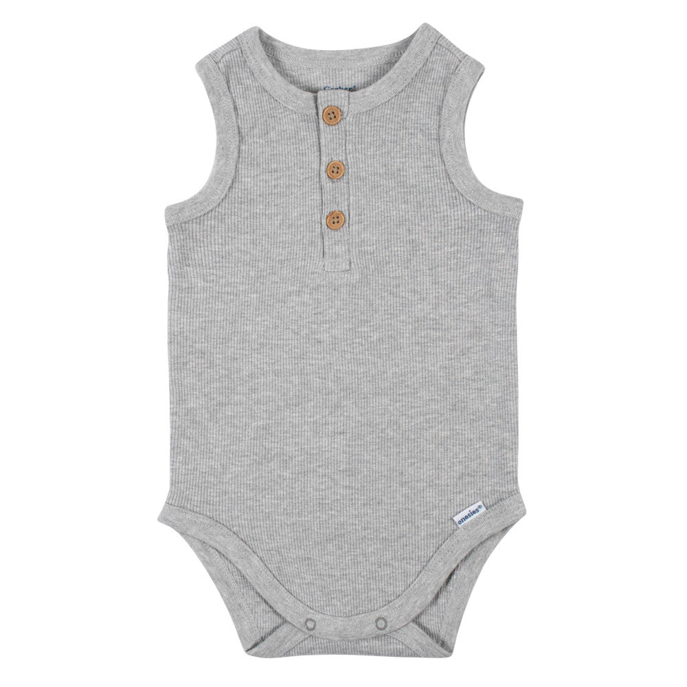 Modern Moments by Gerber 2-Pack Baby Boys Blue Grey Sleeveless Onesies Bodysuits, additional view 1