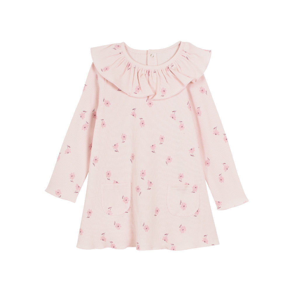 Modern Moments by Gerber Infant & Toddler Girls Pink Floral Ruffle Collar Pocket Dress, additional view 1