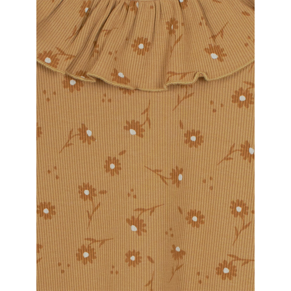 Modern Moments by Gerber Infant & Toddler Girls Yellow Floral Ruffle Collar Pocket Dress, close-up detail 1