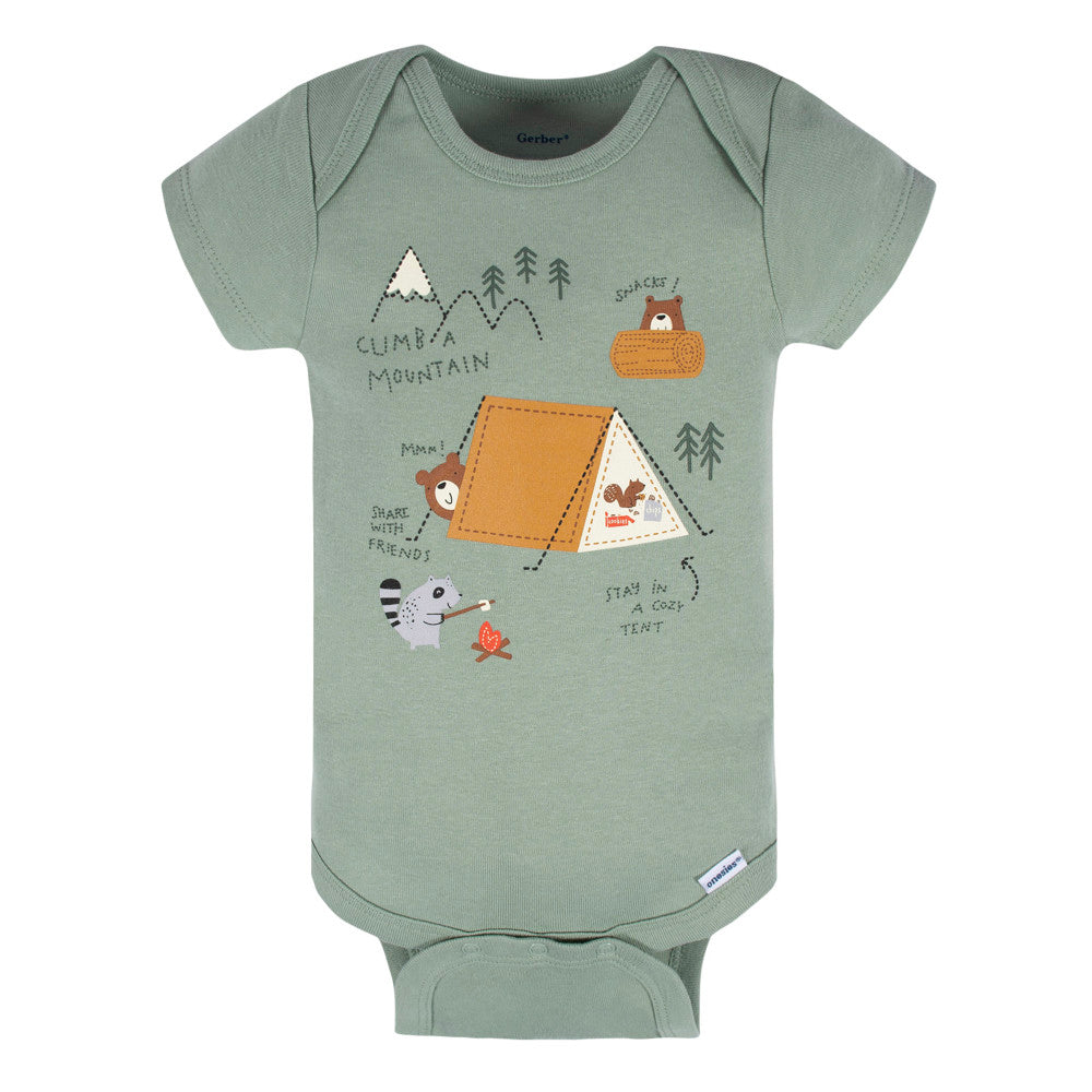 3-Pack Baby Boys Grey Short Sleeve Onesies Bodysuits, additional view 1