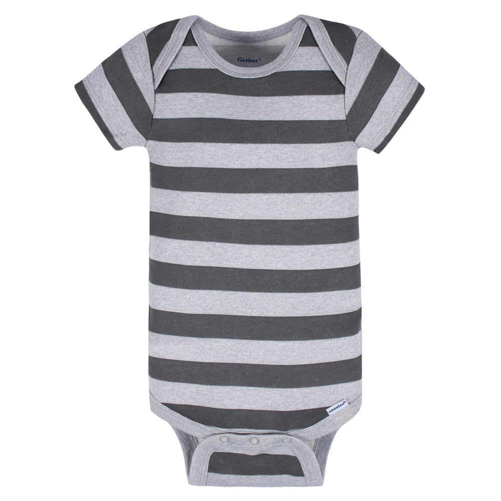 3-Pack Baby Boys Grey Short Sleeve Onesies Bodysuits, additional view 2