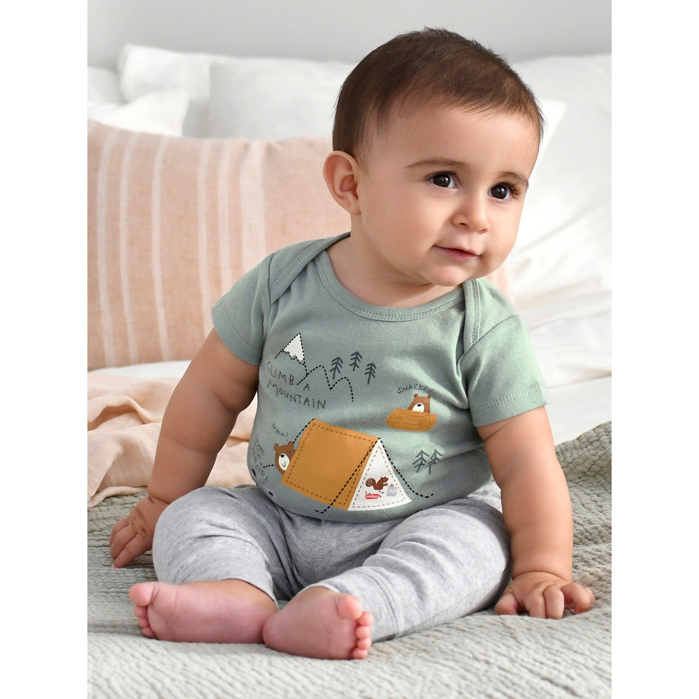 3-Pack Baby Boys Grey Short Sleeve Onesies Bodysuits, lifestyle photo 1