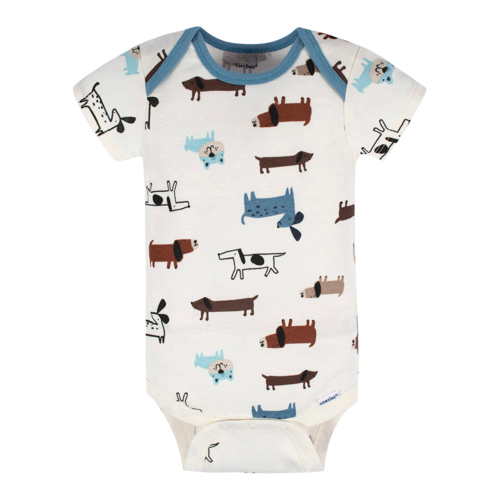 3-Pack Baby Boys Blue Short Sleeve Onesies Bodysuits, additional view 1