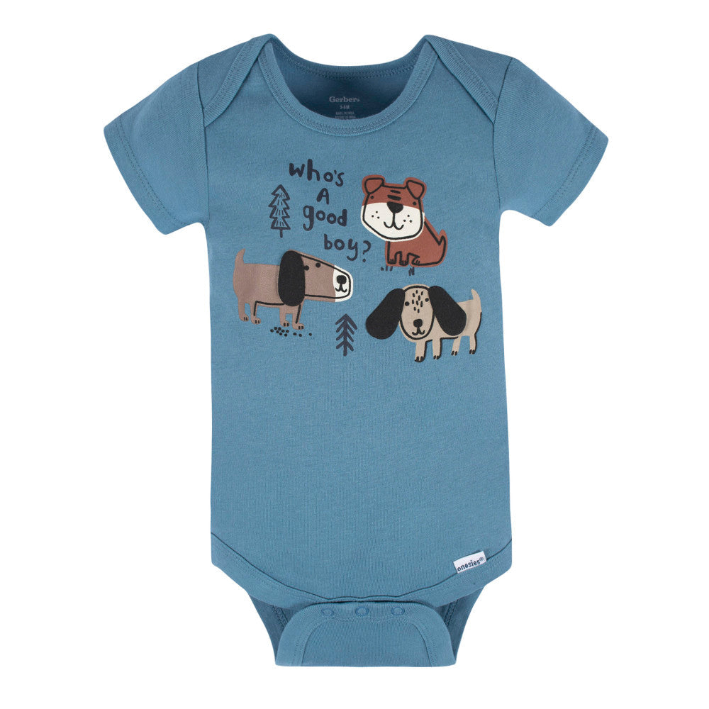 3-Pack Baby Boys Blue Short Sleeve Onesies Bodysuits, additional view 2