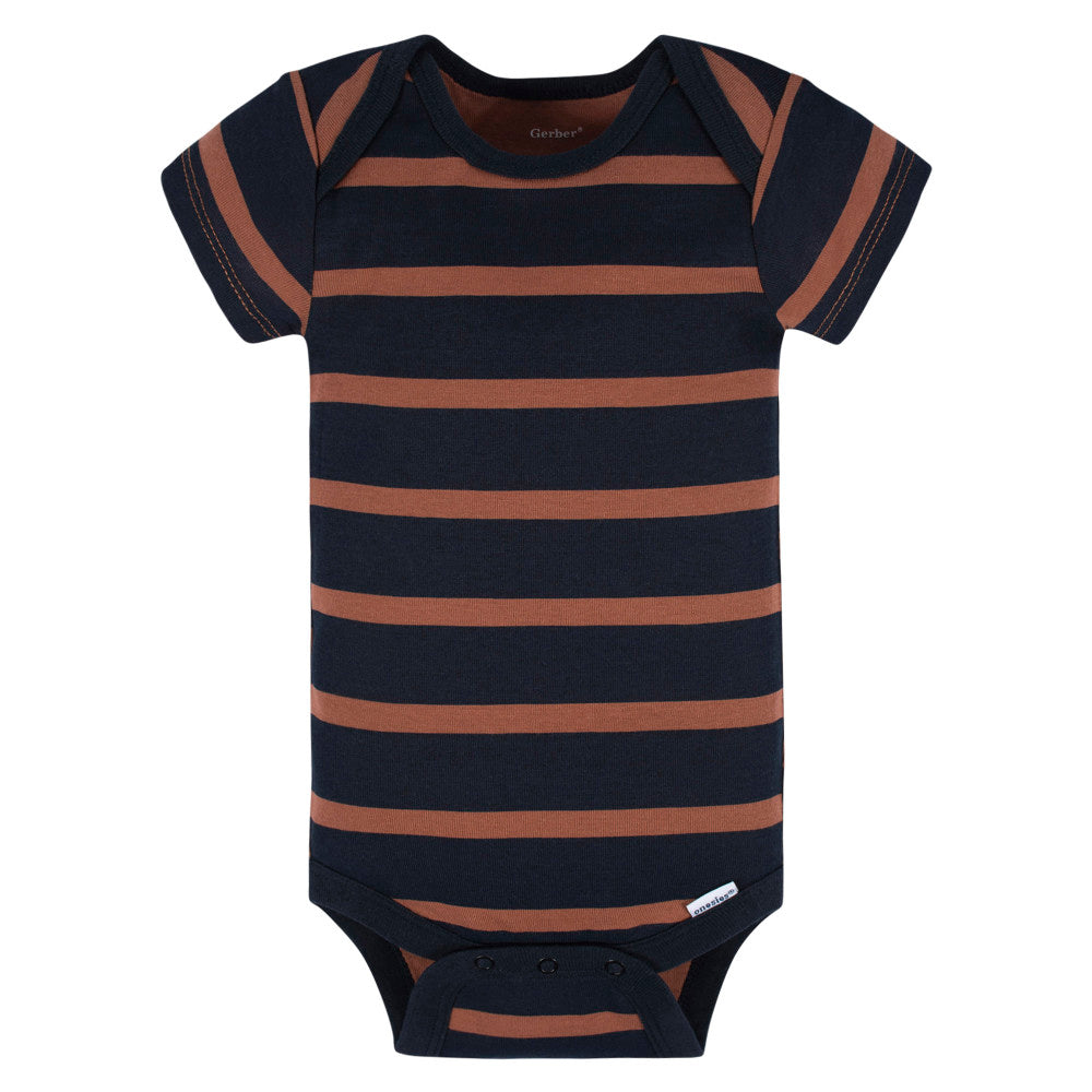 3-Pack Baby Boys Blue Short Sleeve Onesies Bodysuits, additional view 3
