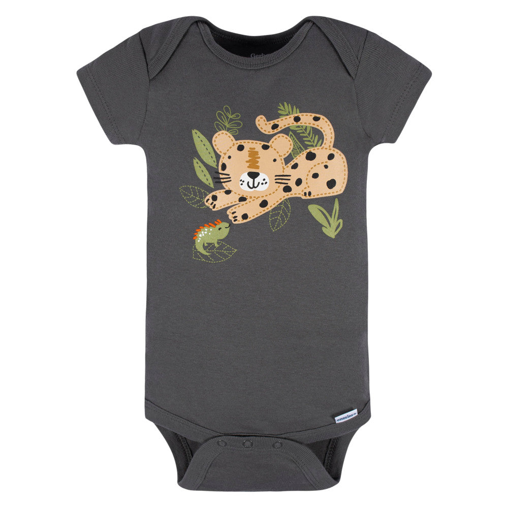 3-Pack Baby Boys Charcoal Short Sleeve Onesies Bodysuits, additional view 3