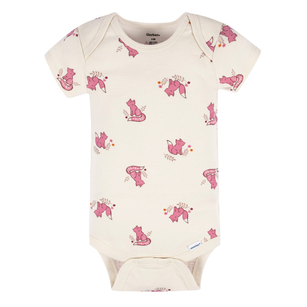 3-Pack Baby Girls Dark Pink Short Sleeve Onesies Bodysuits, additional view 1