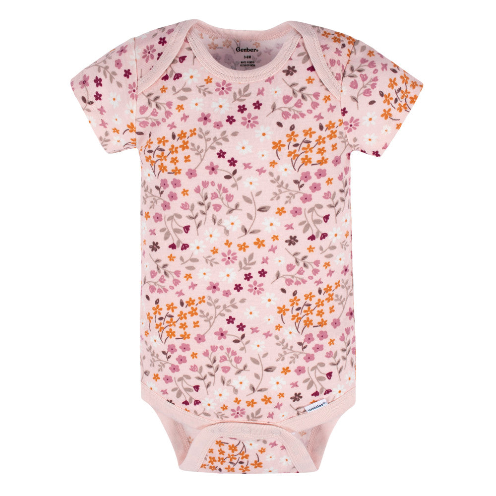 3-Pack Baby Girls Dark Pink Short Sleeve Onesies Bodysuits, additional view 2