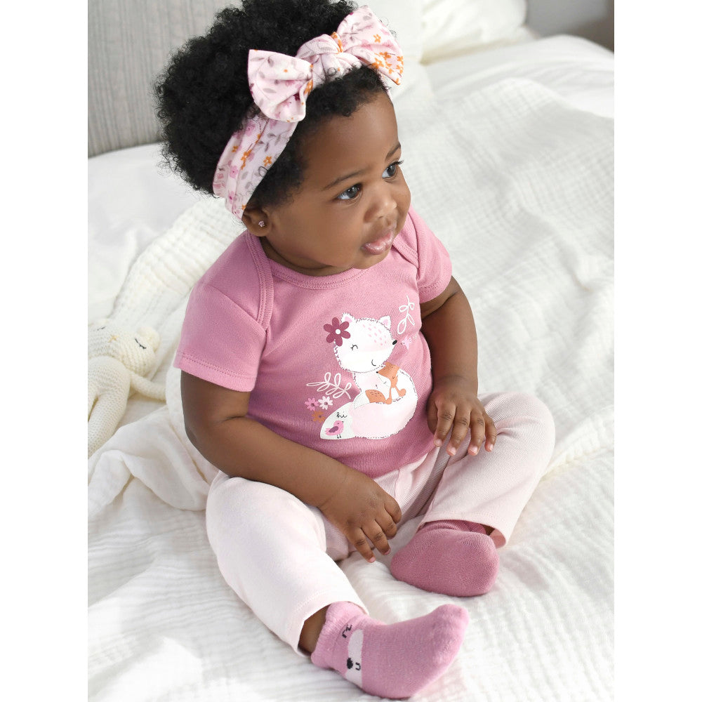 3-Pack Baby Girls Dark Pink Headbands, lifestyle photo 2