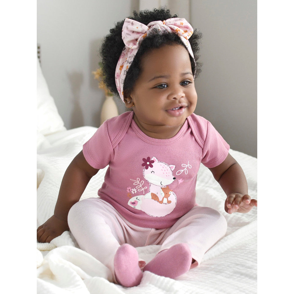 3-Pack Baby Girls Dark Pink Headbands, lifestyle photo 3