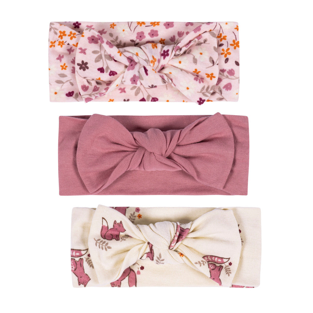 3-Pack Baby Girls Dark Pink Headbands