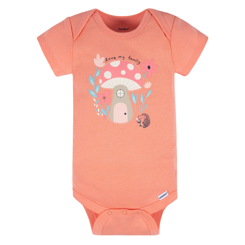3-Pack Baby Girls Peach Short Sleeve Onesies Bodysuits, additional view 2