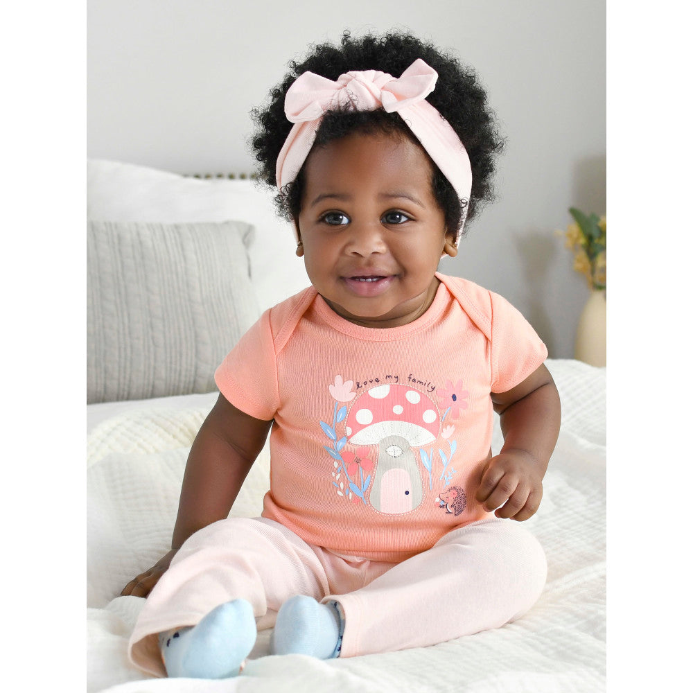 3-Pack Baby Girls Peach Short Sleeve Onesies Bodysuits, lifestyle photo 3