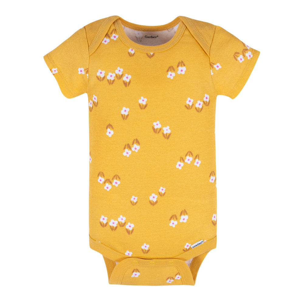 Modern Moments by Gerber 3-Pack Baby Girls Pink Short Sleeve Onesies Bodysuits, additional view 1