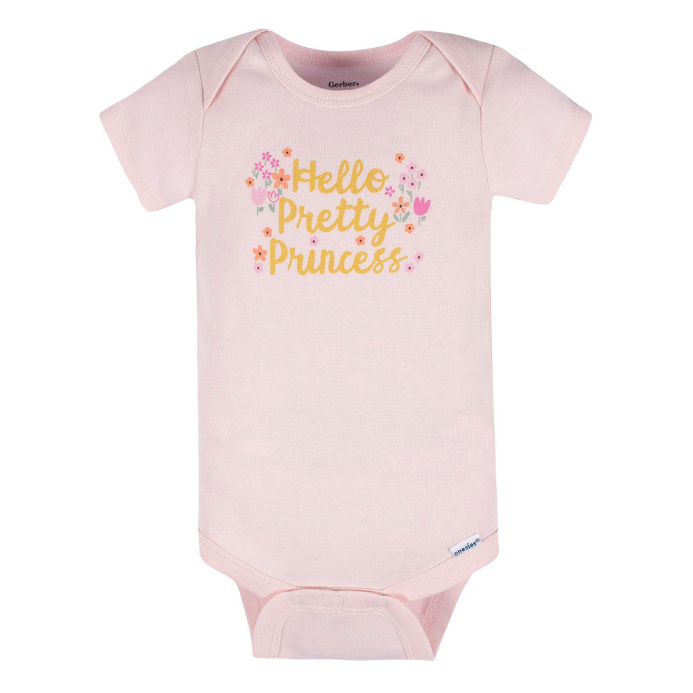 Modern Moments by Gerber 3-Pack Baby Girls Pink Short Sleeve Onesies Bodysuits, additional view 2