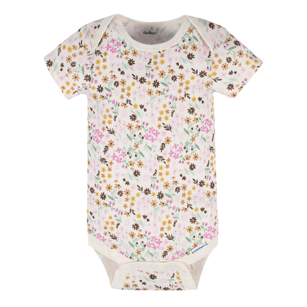 Modern Moments by Gerber 3-Pack Baby Girls Pink Short Sleeve Onesies Bodysuits, additional view 3
