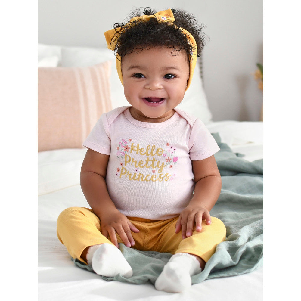 Modern Moments by Gerber 3-Pack Baby Girls Pink Short Sleeve Onesies Bodysuits, lifestyle photo 1