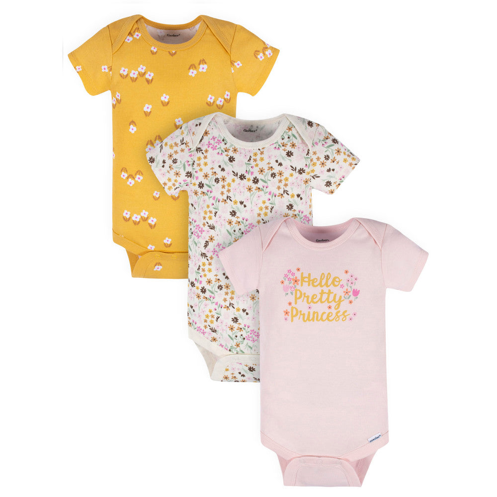 Modern Moments by Gerber 3-Pack Baby Girls Pink Short Sleeve Onesies Bodysuits