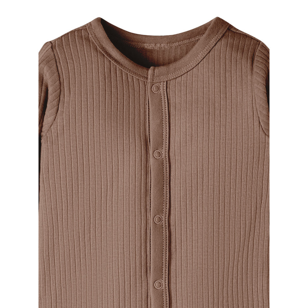Modern Moments by Gerber Baby Neutral Brown Coverall, close-up detail 1
