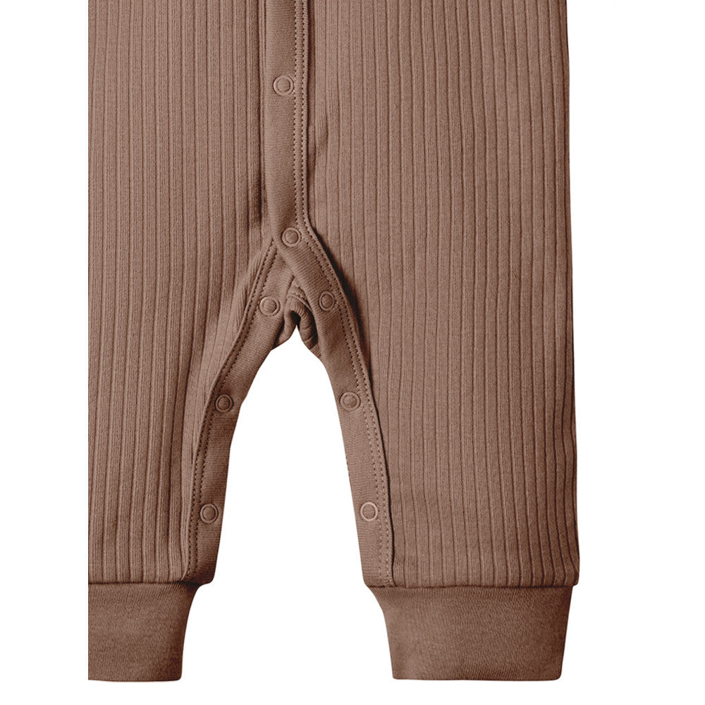 Modern Moments by Gerber Baby Neutral Brown Coverall, close-up detail 3