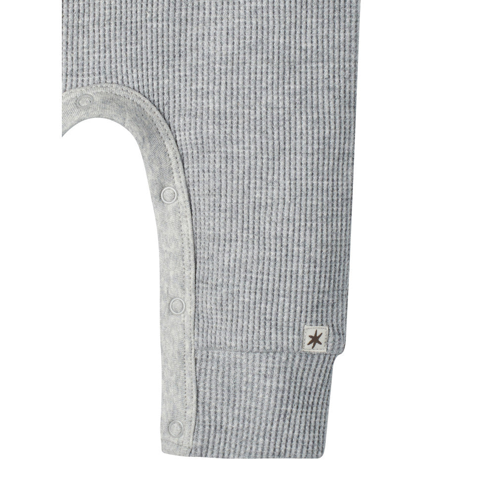 Modern Moments by Gerber 1-Piece Baby Neutral Grey Romper, close-up detail 2