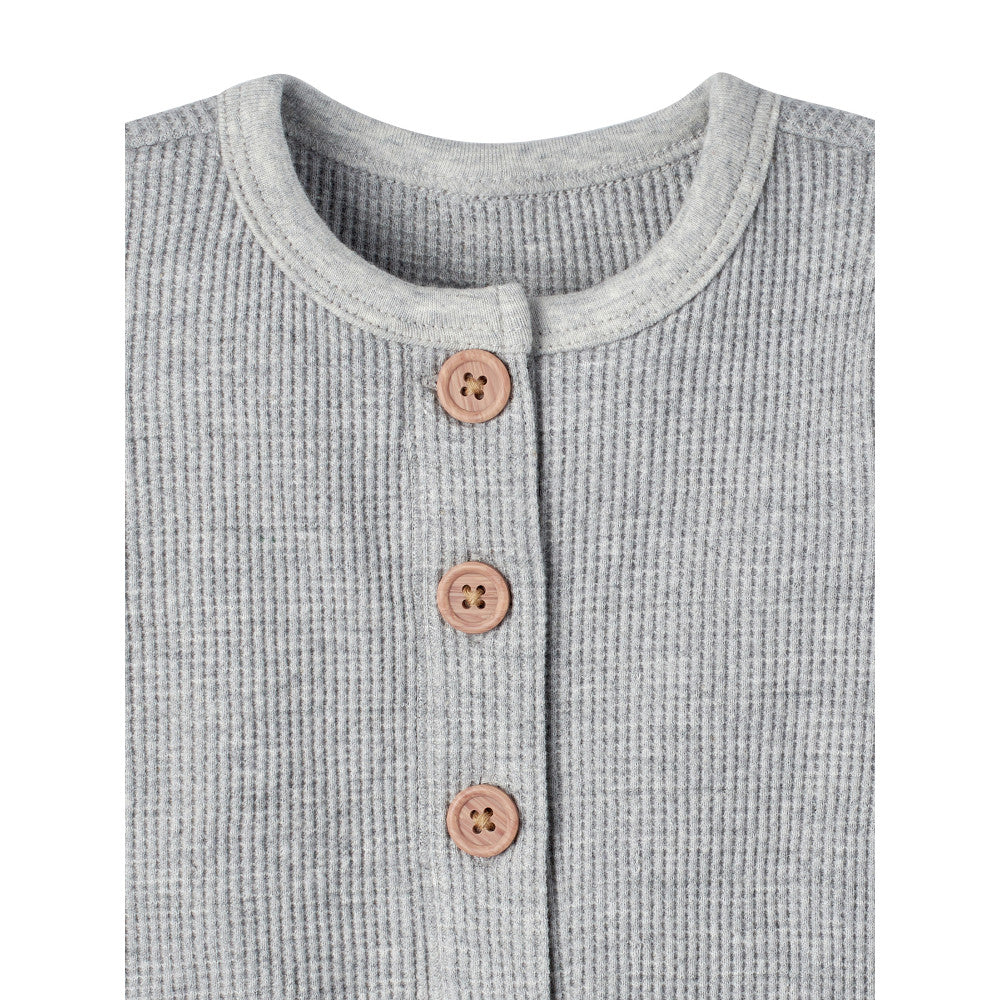 Modern Moments by Gerber 1-Piece Baby Neutral Grey Romper, close-up detail 3