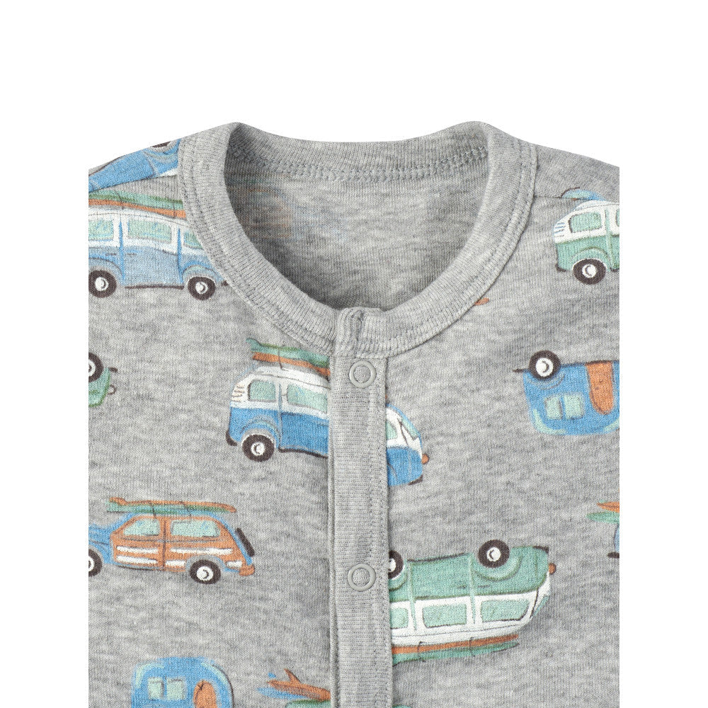 Baby Boys Grey Heather Coverall, close-up detail 1