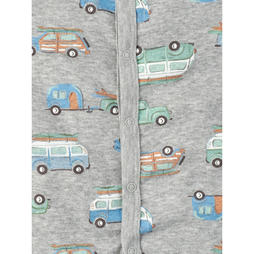 Baby Boys Grey Heather Coverall, close-up detail 2