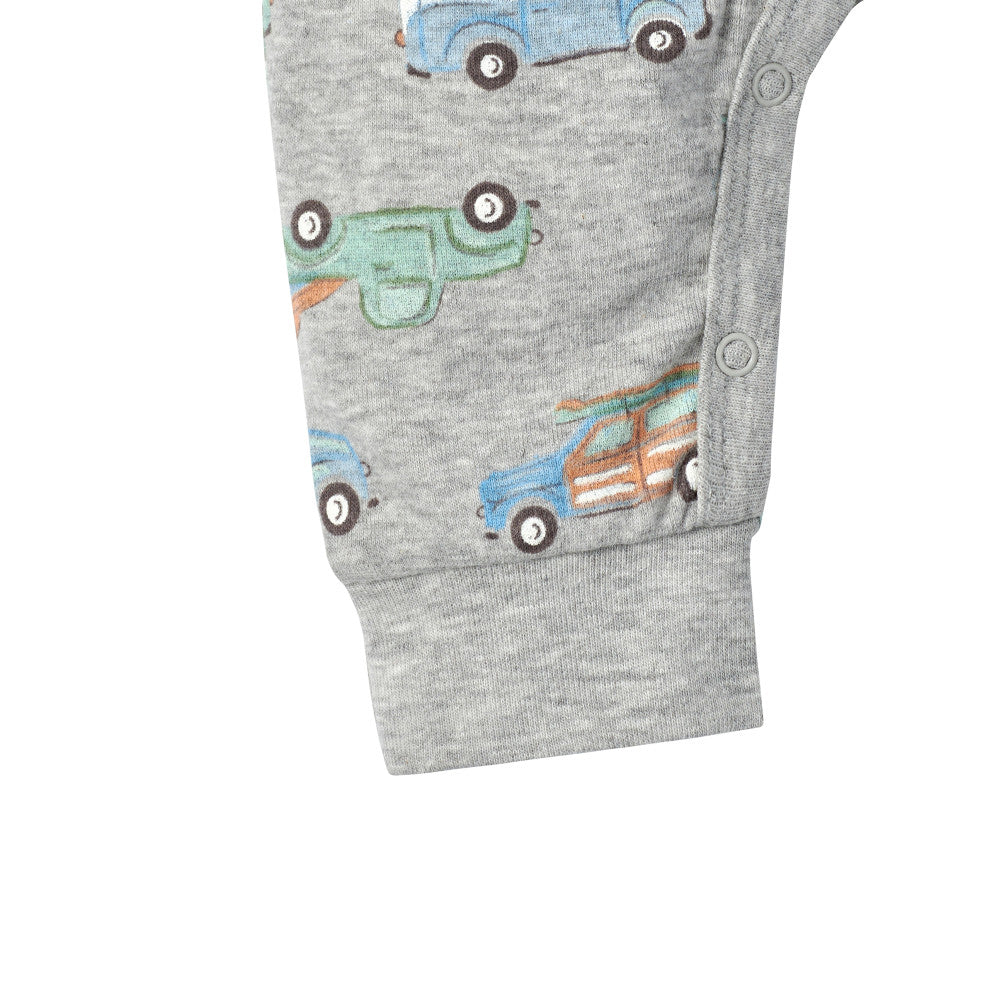 Baby Boys Grey Heather Coverall, close-up detail 3