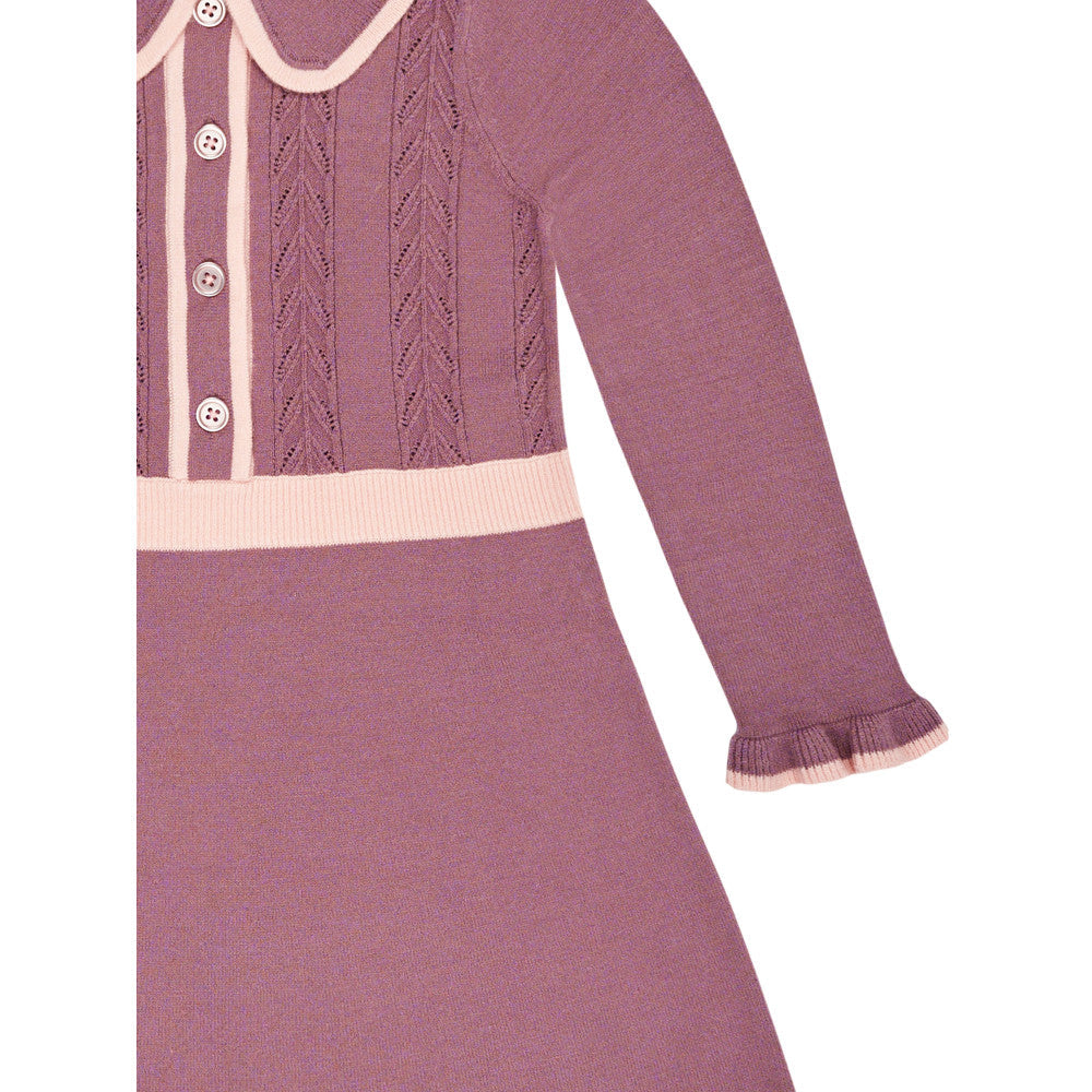 Modern Moments by Gerber Toddler Girls Grape Collar Sweater Dress, close-up detail 2