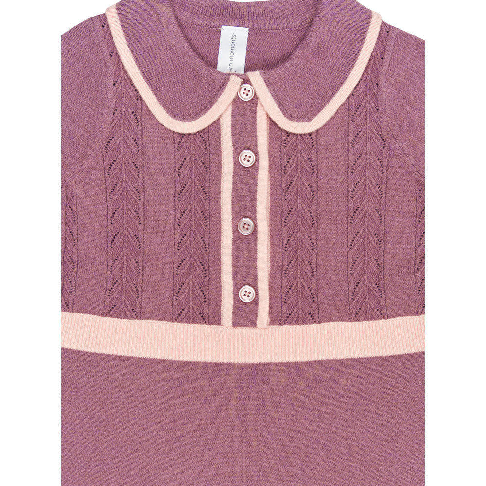 Modern Moments by Gerber Toddler Girls Grape Collar Sweater Dress, close-up detail 3