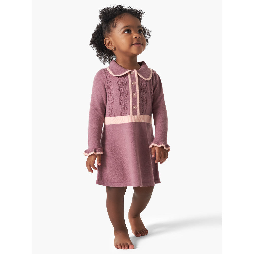 Modern Moments by Gerber Toddler Girls Grape Collar Sweater Dress, lifestyle photo 1