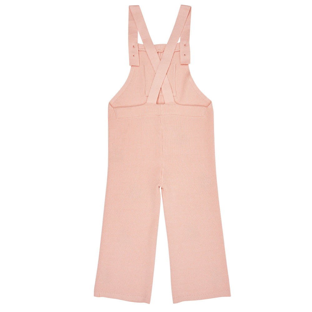 Modern Moments by Gerber 2-Piece Toddler Girls Peach Ruffle Top and Sweater Knit Overall, additional view 1